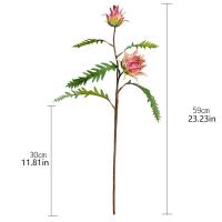 Flor emperador Artificial de 2 cabezas, 59cm, rama realista de Protea Cynaroides, flores falsas de lujo hechas a mano, decoración de jardín al aire libre - details 0