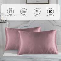 Fundas de almohada de refrigeración de satén, fundas de almohada de Color sólido con diseño de sobre para dormitorio, uso en verano - details 6