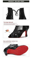 Botas de baile de cuero con suela roja para mujer, zapatos de baile de salón, zapatos de baile latino, botas de Pole Dance, zapatos de fiesta de Tango para mujer - details 4