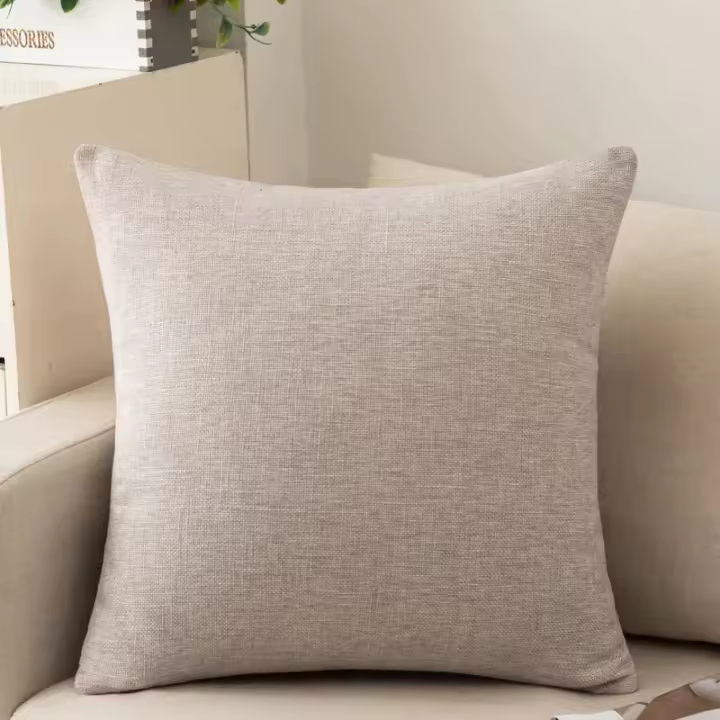 Funda de almohada de algodón y lino para sala de estar, cojín de sofá de color sólido, estilo escandinavo ins, funda de almohada de cintura de invierno - 1