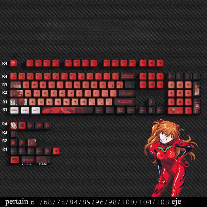 Keycap EVA Asuka transmisión de luz de cuatro lados PBT + material de PC proceso de sublimación en caliente conjunto pequeño completo（Teclado no incluido) - 1