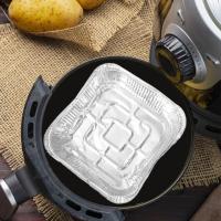 Bandeja de papel de aluminio para alimentos, caja de papel de aluminio antiadherente reutilizable para horno, herramientas para hornear barbacoa, bandeja para freidora de aire resistente al aceite, 6/7/8 pulgadas, 10 Uds. - details 18
