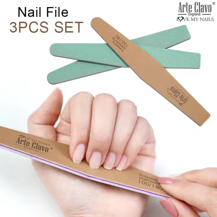 Arte Clavo-limas de uñas profesionales de doble cara, papel de lija lavable, pulidor de manicura, herramienta de Arte de uñas, 100/180, 3 unidades por lote - 1