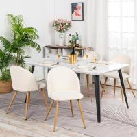 Juego de 4 sillas giratorias de ante para comedor con asiento acolchado, sillas de diseño para salón o cocina, con patas de metal negro, marrón - details 89