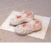 Zapatos con diamantes de imitación para niñas, pajarita de encaje con perlas y corazón grande, vestido plano de princesa a la moda para fiesta de boda, elegante - details 8