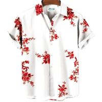 Camisa hawaiana con estampado de hojas para hombre, cárdigan vintage, floral, retro, social, hawaiana, Haruku, moda coreana, - details 8
