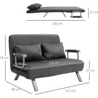 Sofá Cama Plegable Tapizado de Ante Sintético Respaldar Ajustable 5 Niveles 2 Almohadas Acolchadas - details 2