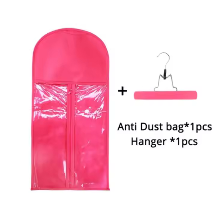 Bolsa de almacenamiento portátil para extensiones de cabello, 60cm, tela Visible, a prueba de polvo, bolsas de embalaje con colgador, organizador de pelucas para el hogar - 1
