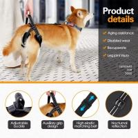 Eslinga ajustable para perros para patas traseras, tiras reflectantes, cinturón auxiliar, arnés de elevación para perros, sujeción para pierna trasera, mango resistente - details 2