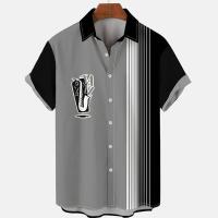 Camisa de Verano Hawaiiana para Hombres Estampado 3D de Saxofón, Suelto, Manga Corta, Clásico, Para la Playa, Aloha - details 11