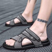Sandalias planas de suela dura antideslizantes de moda 2024 zapatos de verano para hombre de goma al aire libre de PU de alta calidad - details 2