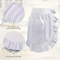 Nuevo Delantal para ayudante en limpieza de estilo europeo, delantal de cocina con bolsillos dobles, delantal de cocina antiincrustante para mujer, medio delantal - details 5