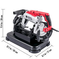 SucceBuy Sierra de cinta portátil de 5 pulgadas de capacidad de corte inalámbrica con base de acero de aleación extraíble - Velocidad variable, motor de 10 A - details 1