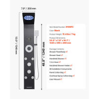 Panel de Ducha de Acero Inoxidable Cepillado SucceBuy de 134.62 cm con Cabezal de Ducha LED Tipo Lluvia, Columna de Ducha Montada en la Pared con 6 Funciones, 5 Jets Corporales, Ducha de Mano y Caño para Bañera - details 10