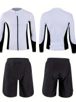 Traje de baño para hombres, de secado rápido de ajuste ceñido traje de buceo, chaqueta de compresión con cremallera de manga - details 4