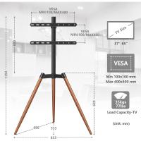 Soporte Giratorio para Televisor de 32-65 Pulgadas - Marrón Alto Altura Ajustable con Caballete Imitación Madera - details 2