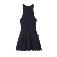 Vestido Mini Pleated TRZA Para Mujer Con Borlas Lateral Cuello Halter Frontera Trasera Chic Moda Casual A-Line Corto - details 3
