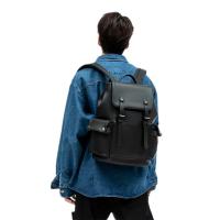 Mochila De Cuero PU sólido para hombre, bolso escolar de alta capacidad, de lujo, a la moda, para viaje de negocios, novedad - details 4