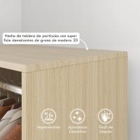 Armario de Ropa con Ruedas Organizador de Ropa de Dormitorio de 60x40x128 cm Estilo Natural - details 3