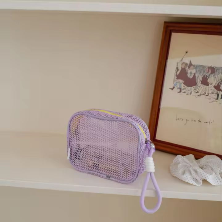 Bolsa de cosméticos de malla de Color sólido, bolsa de maquillaje transparente con cremallera de gran capacidad, bolsa de aseo, estuche organizador, bolsa de maquillaje para almohada para niñas - 1