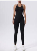 Mono de Yoga con cremallera para mujer, chaleco sin mangas y pantalones ajustados para Fitness y entrenamiento - details 12