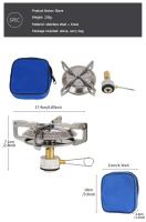Mini estufa de gas ligera para acampar con bolsa de transporte, quemador portátil de alta potencia para senderismo y picnic - details 1