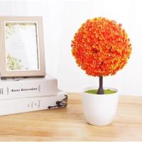 Plantas artificiales en maceta, bonsái verde, bola de nieve Sakura, plantas de árbol pequeño, flores falsas, adornos en maceta, decoración del jardín del hogar - details 7