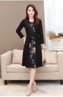 Vestido Midi Vintage ral de talla grande para mujer, moda coreana, elegante, para primavera y otoño, jersey de manga larga empalmado, bata informal - details 15