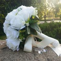 Ramo de flores de seda blanca, alfileres artificiales para novia, accesorios de boda - details 3