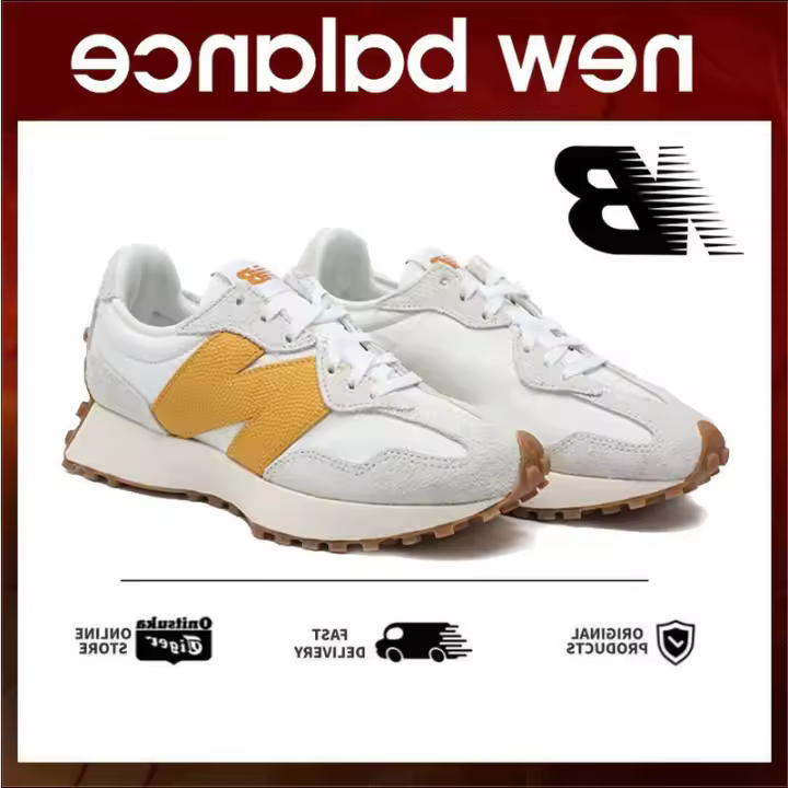 LETEN VENTA CALIENTE 327 Pareja de malla - Gris amarillo NB327 Auténtico para hombres y mujeres Zapatillas de deporte Pegatinas de pared - 1