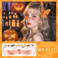Tatuaje facial desechable para Halloween, pegatinas temporales impermeables de larga acción para mejillas, pegatinas transparentes de cara de murciélago aterrador para niños - details 13