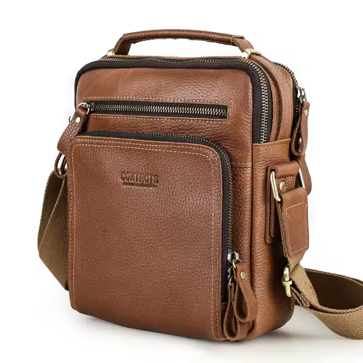 CONTACT'S-Bolso de hombro vintage para hombre, bandolera de piel auténtica crazy horse y nobuk, para Ipad de 9,7" - 1