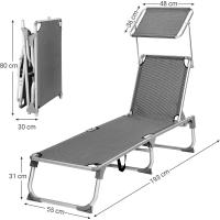 Silla de Senderismo Tumbona Reclinable Plegable, Ligera, 55 x 193 x 31 cm, Carga 150 kg - details 29
