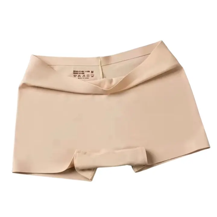 Pantalones de seguridad, bragas de seda helada de verano, bragas finas sin costuras de seda helada, lencería de cintura media, calzoncillos Boxer para mujer - 1