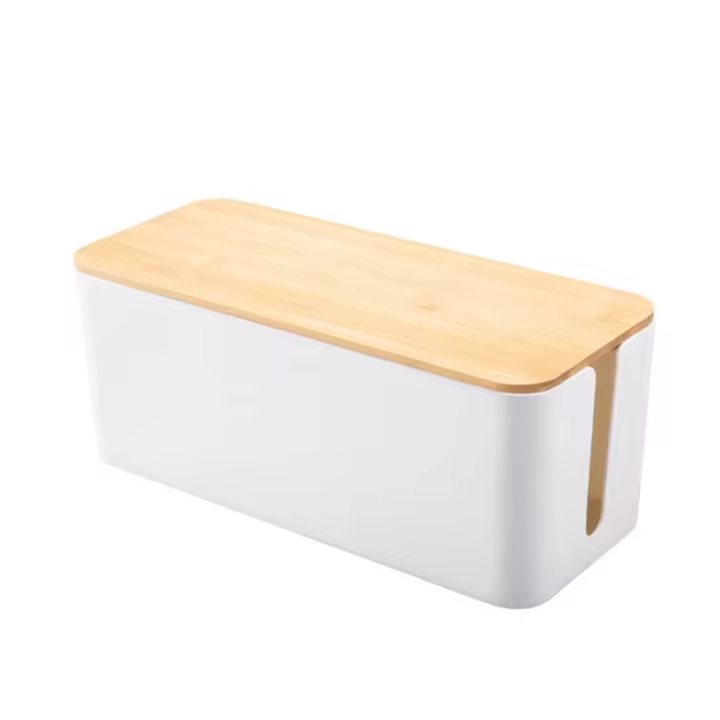 Caja de almacenamiento de cables, organizador de enchufes de alimentación, caja de almacenamiento ordenada de cables, línea de red de almacenamiento de cubo, cargador, gestión de cables-F - 1