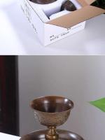 Taza sagrada protectora de cobre puro antiguo dorado estilo tibetano tántrico ocho suministros de Buda auspicioso, taza de agua - details 19
