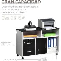 Mueble de Oficina Archivador con Ruedas Almacenamiento de Gran Capacidad 100x35x65 cm Blanco - details 12