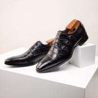 Zapatos de cuero transpirables de vestir para hombre con relieve. - details 22
