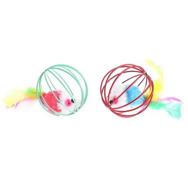 Juguete para mascotas para gatos - Jaula con bolas de ratón de color aleatorio para gatitos - Suministros y accesorios para mascotas para felinos - 1