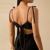 Vestido elegante con estampado Halter y espalda descubierta, vestidos largos adelgazantes, batas de cintura alta, ropa de fiesta de vacaciones para señora nueva 2025 - details 4