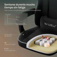 Silla de Oficina de Metal con Respaldar y Soporte Lumbar Asiento Amplio y Lleno de Cojín, Diseño de Malla Gris, GS11gr - details 12