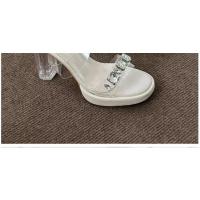 Tacones altos desgaste exterior de las mujeres 2025 verano nuevo francés tacón grueso diamantes de imitación sandalias de cristal transparente zapatillas de mujer zapatos de mujer - details 28