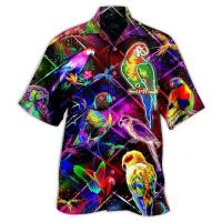 Camisa hawaiana de manga corta con estampado 3D de loro de verano para hombre y mujer, ropa para hombre - details 20