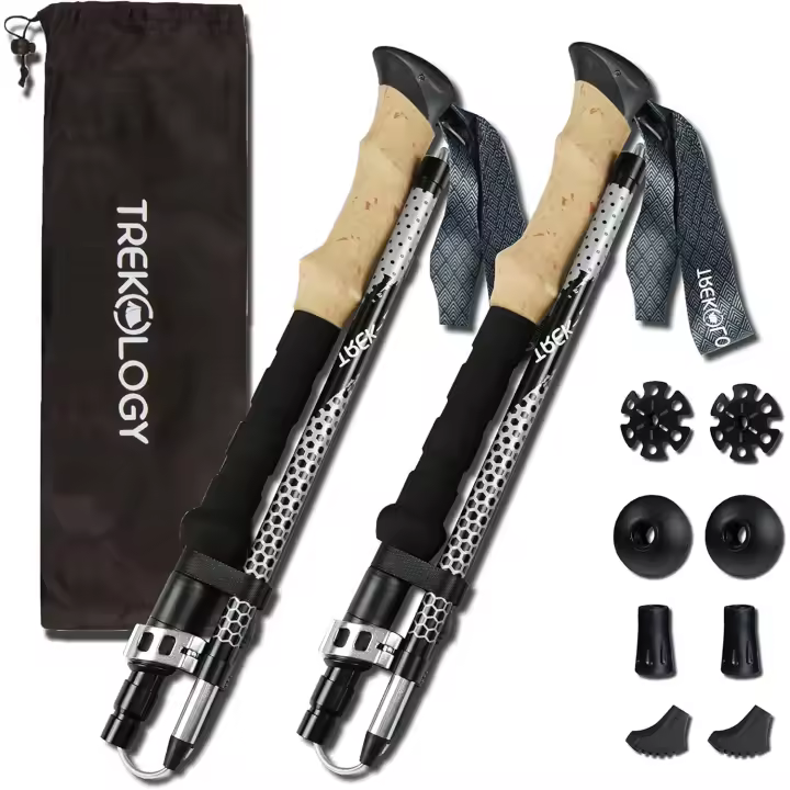 Trek-Z Bastones Plegables para Senderismo y Trekking, Soporte de Equilibrio para Personas Mayores, Mujeres y Hombres, 2 Unidades por Juego - 1
