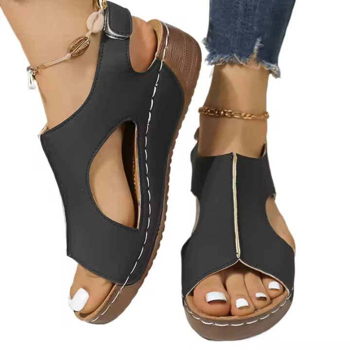 Sandalias de Tacón para Mujer 2025 Zapatos de Verano Bajos con Plataforma Calzado de Piso con Cuña - 1