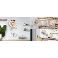 Rocollos Maquillaje iluminado montado en la pared enchufable de 8 pulgadas, aumento 1X/10X, tocador de baño LED de doble cara, regulable en 3 - details 5
