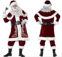 Traje de Santa Claus de Lujo Conjunto Casual para Hombres con Cinturón, Sombrero, Top, Mantel, Zapatos, Guantes y Barba - details 2