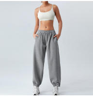 Pantalones de chándal sueltos de cintura alta de primavera para mujer, pantalones largos informales adelgazantes con capa de aire suave para Fitness - details 29