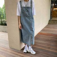 Primavera Verano Denim vestido general mujeres sin mangas Jeans vestidos moda femenina sólido Slip Casual suelta Spaghetti Strap vestidos - details 2