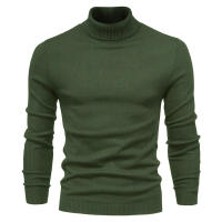Jersey casual de cuello alto para hombre, suéter de punto, color sólido - details 18